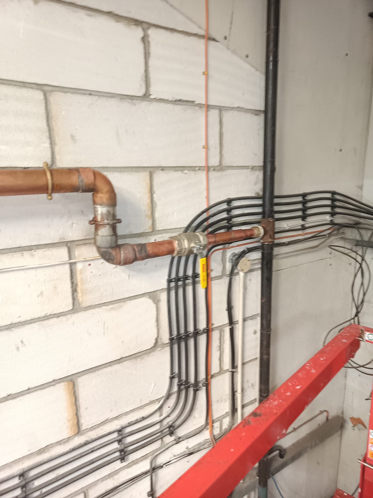 Copper pipe valve and cable runs