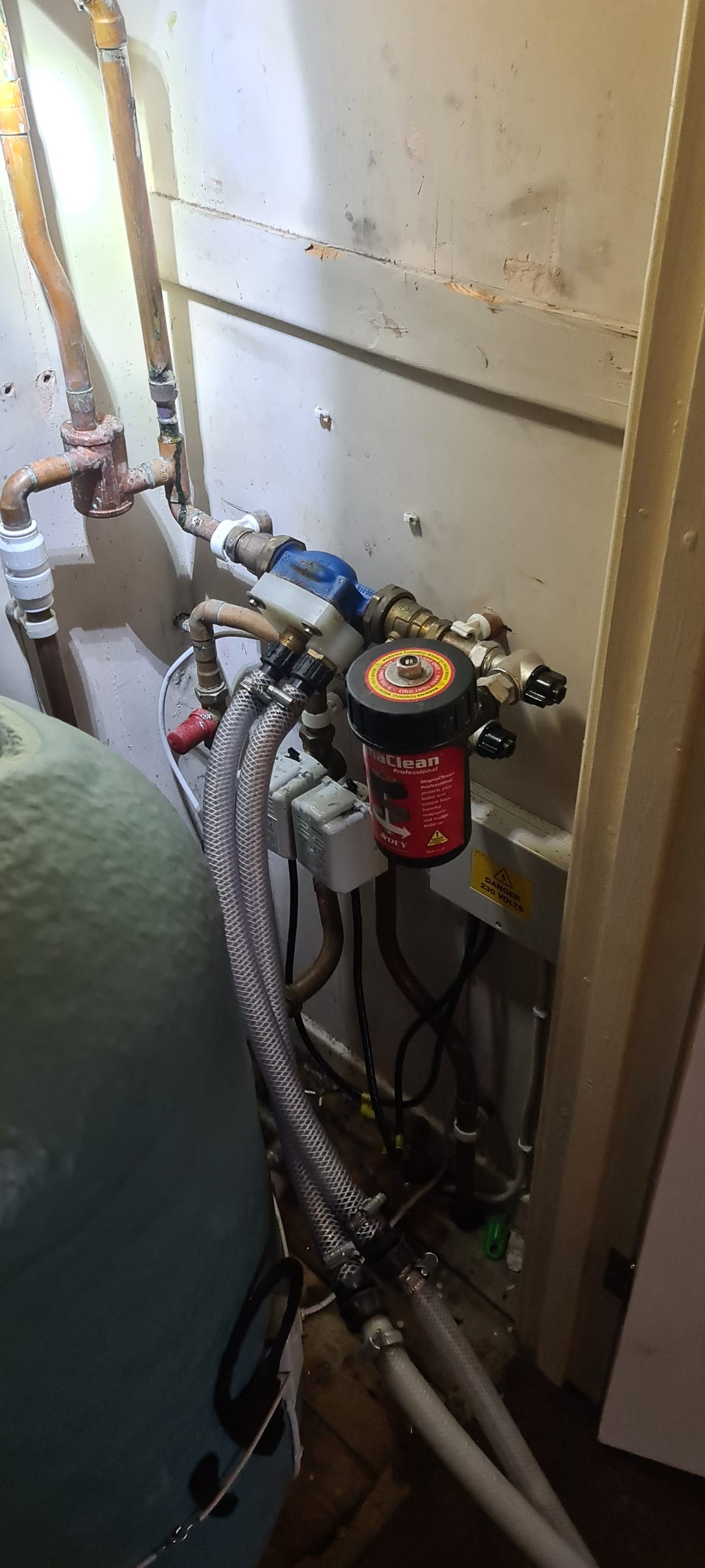 Plant room pipework and MagneClean filter