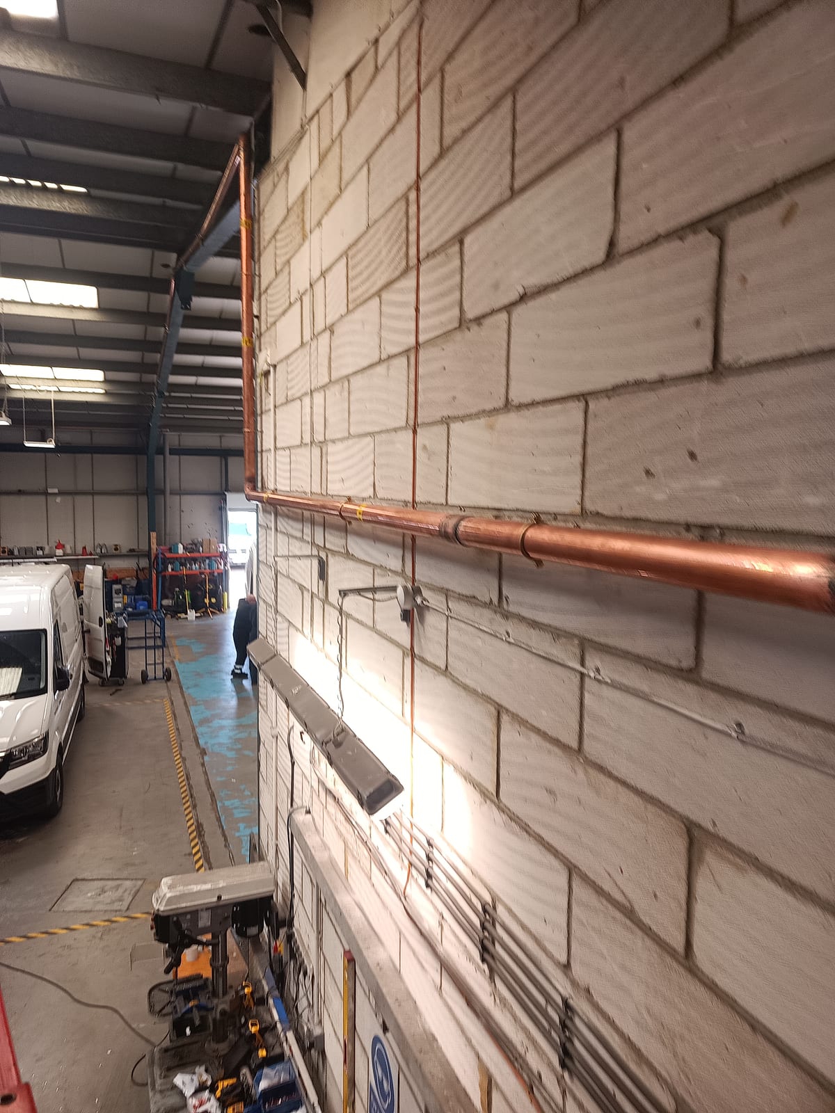 Workshop copper main installation